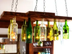 Wine bottle with solar lights