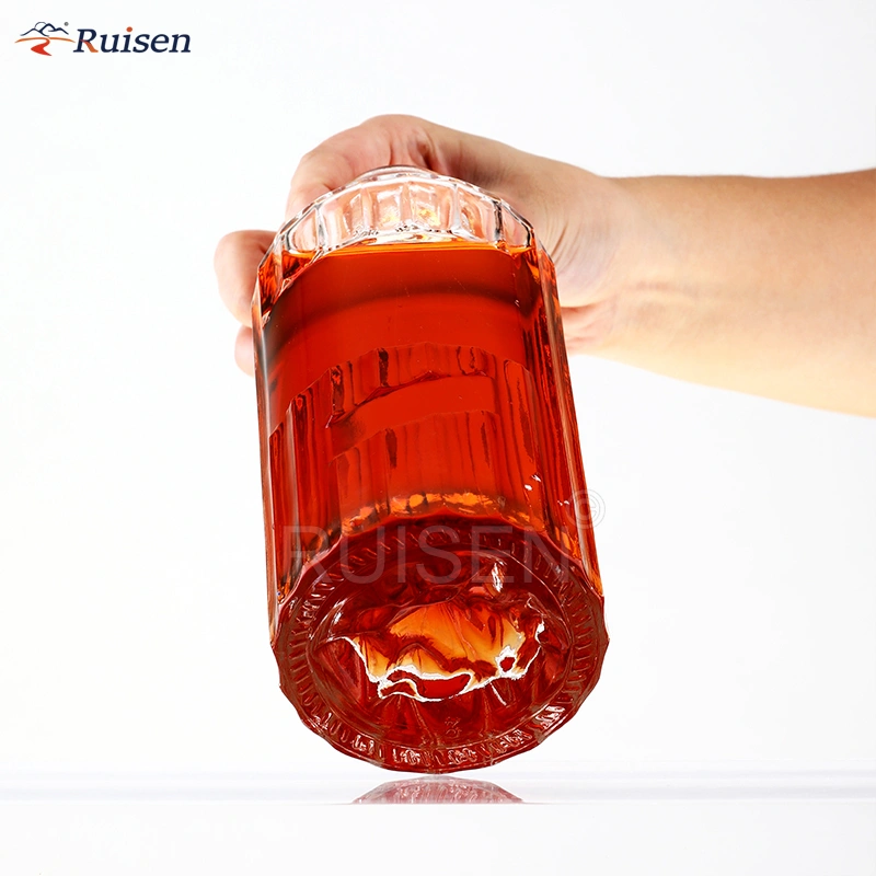 500ml-Transparent-Embossed-Glass-Bottle